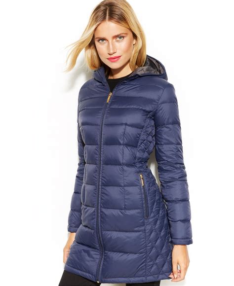 blue michael kors packable down fill coat|Michael Kors packable puffer jacket.